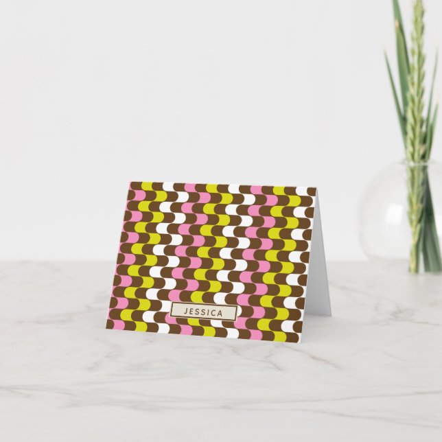 Retro Groovy Limon rosa braun Abstrakte Kunst (Vorderseite)