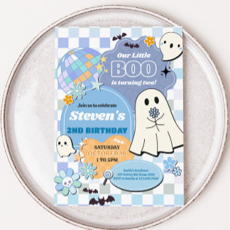 Retro Groovy Little Boo Geburtstagsparty Einladung