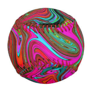 Retro Groovy Magenta, Abstrakte Kunst in Rot und B Baseball
