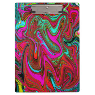 Retro Groovy Magenta, Abstrakte Kunst in Rot und B Klemmbrett