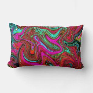 Retro Groovy Magenta, Abstrakte Kunst in Rot und B Lendenkissen