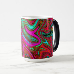Retro Groovy Magenta, Abstrakte Kunst in Rot und B Verwandlungstasse