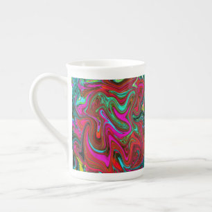Retro Groovy Magenta, Rote und Blaue Abstrakte Kun Prozellantasse