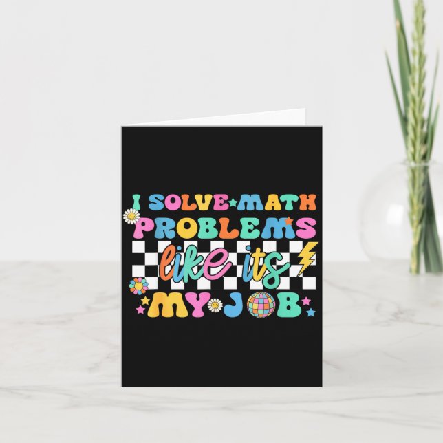Retro Groovy Math Teacher Funny Back To School Gif Karte (Vorderseite)