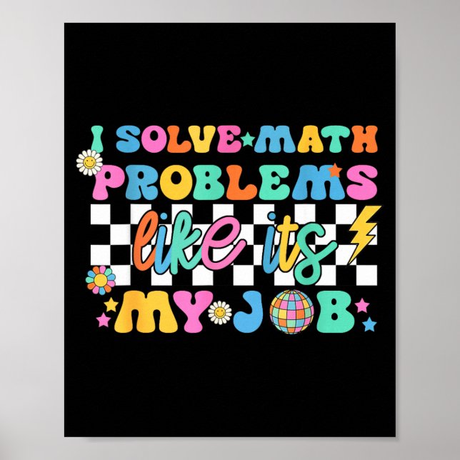 Retro Groovy Math Teacher Funny Back To School Gif Poster (Vorne)