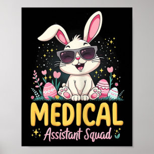 Retro Groovy Medical Istant Squad Bunny Ear Blume Poster