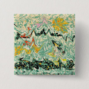 Retro Groovy Mermor Wirbel Abstraktes Muster Button