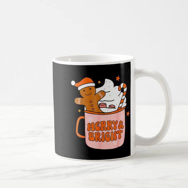 Retro Groovy Merry And Bright Gingerbread Christma Kaffeetasse (Rechts)