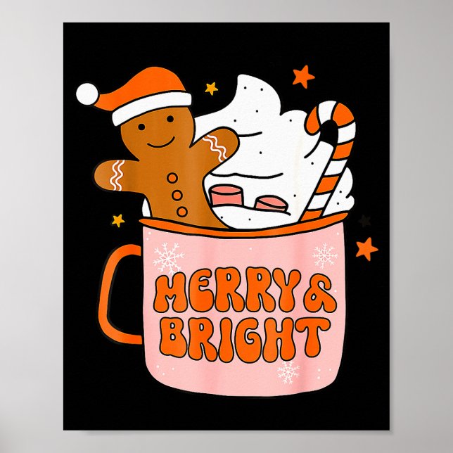 Retro Groovy Merry And Bright Gingerbread Christma Poster (Vorne)
