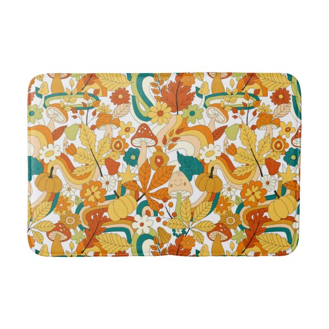 Retro Groovy Mushroom Blume Muster Badematte (Vorderseite)