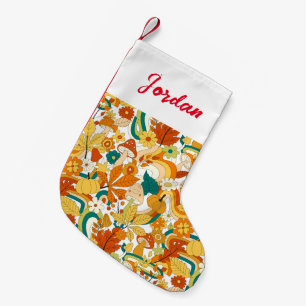 Retro Groovy Mushroom Blume Muster Kleiner Weihnachtsstrumpf