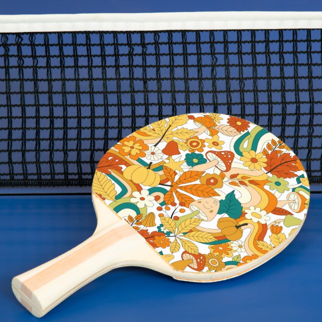 Retro Groovy Mushroom Blume Muster Tischtennis Schläger (InSitu)