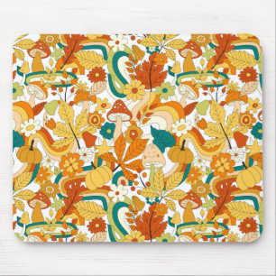 Retro Groovy Mushroom Flower Pattern Mousepad