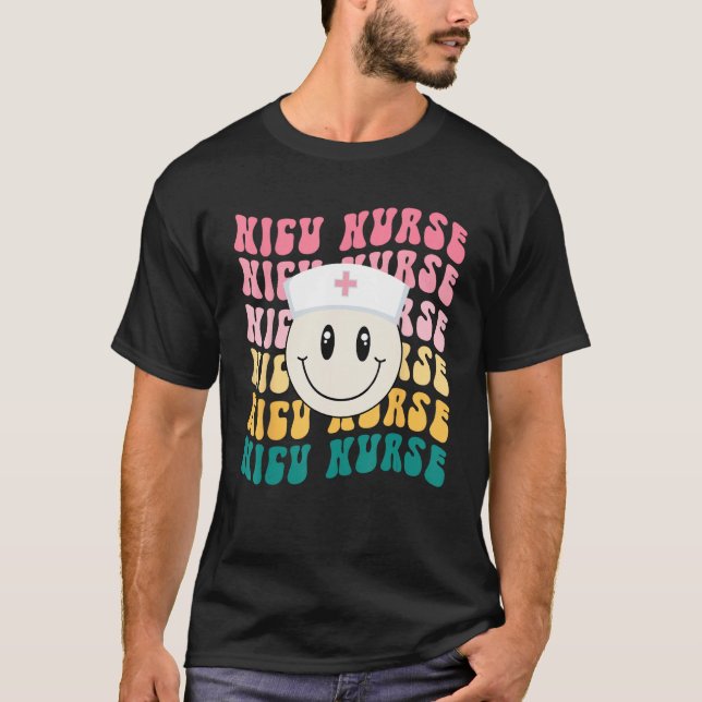 Retro Groovy NICU Nurse T-Shirt (Vorderseite)
