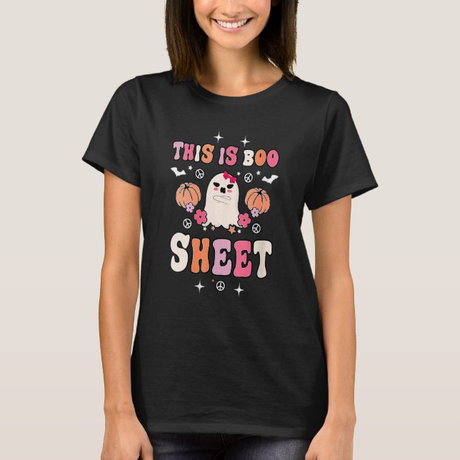 Retro Groovy Niedlich Ghost Spooky Halloween Dies  T-Shirt (Vorderseite)