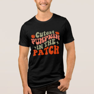 Retro Groovy Niedlicher Kürbis Tri-Blend Shirt