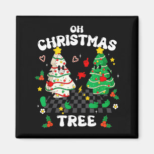 Retro Groovy Oh Weihnachtsbaum Kuchen Pyjama Xmas Magnet