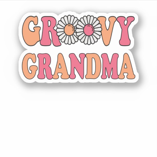 Retro Groovy Oma Matching Family Aufkleber (Vorderseite)