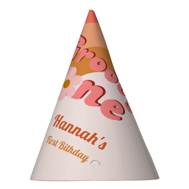 Retro Groovy One daisy First Birthday Part Partyhütchen (Rechts)