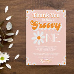 Retro Groovy One Girls 1. Geburtstag Dankeskarte<br><div class="desc">Dankeschön im Stil mit diesen trendigen 1. Geburtstag Dankeschön Karten. Die Vorlagenformulierung ist einfach zu personalisieren und Ihre Familie und Freunde werden begeistert sein,  wenn sie diese fantastischen Dankesworte erhalten.</div>