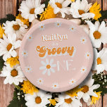 Retro Groovy One Girls 1st Birthday Pappteller<br><div class="desc">Celebrate in style with these trendy 1st birthday paper plates. The design is easy to personalize with your own wording and your family and friends will be thrilled when they see these fabulous party plates. Matching items can be found in the collection.</div>