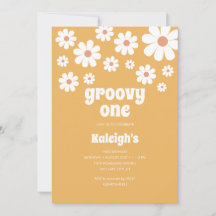 Retro Groovy One im Stil der 70er Jahre Einladung 