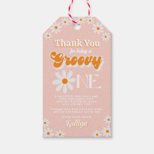 Retro Groovy One Mädchen 1. Geburtstag Geschenkanhänger