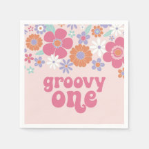 Retro Groovy One Pink Floral