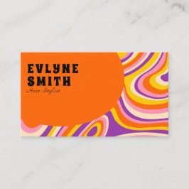 Retro Groovy Orange QR Code 70er Psychedelic Uniqu Visitenkarte