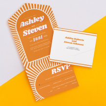Retro Groovy orange Sonnenstrahlen 70er inspiriert