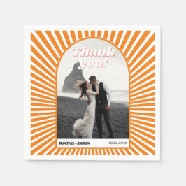 Retro Groovy orange Sonnenstrahlen 70er inspiriert Serviette