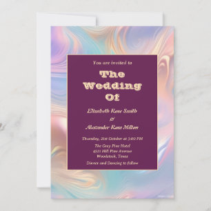 Retro Groovy Pastel abstrakte Wellen Hochzeit Einladung