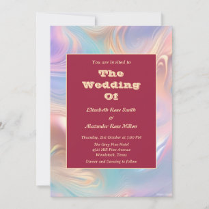 Retro Groovy Pastel abstrakte Wellen Hochzeit Einladung
