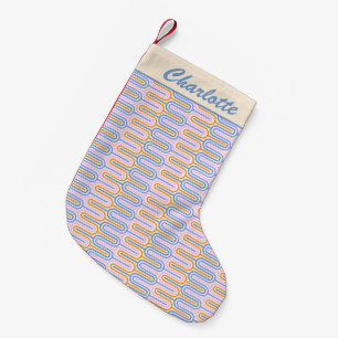 Retro Groovy Pastell-Linien Muster Personalisiert Kleiner Weihnachtsstrumpf