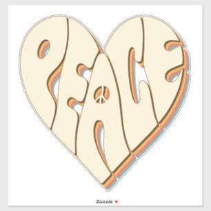 Retro Groovy Peace Heart Inspiration Essential Aufkleber