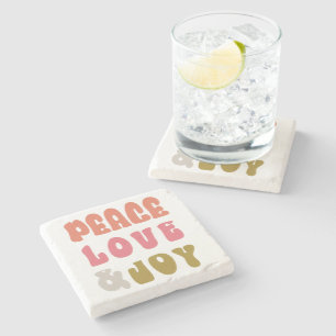 Retro Groovy Peace Liebe Joy Holiday Foto Steinuntersetzer