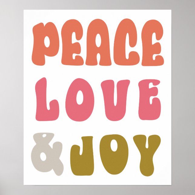 Retro Groovy Peace Liebe Joy Typografy Holiday Poster (Vorne)