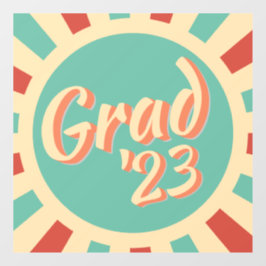 Retro Groovy Peachy Abschluss Grad Klasse 2023 Fensteraufkleber