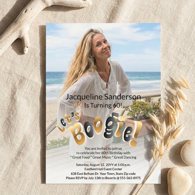 Retro Groovy Photo 60th Birthday Party  Einladung (Von Creator hochgeladen)