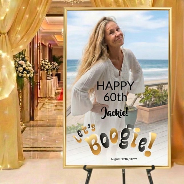 Retro Groovy Photo 60th Birthday Party Poster (Von Creator hochgeladen)