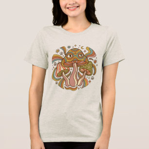 Retro Groovy Pilz Ästhetik Vintage 70er Tri-Blend Shirt