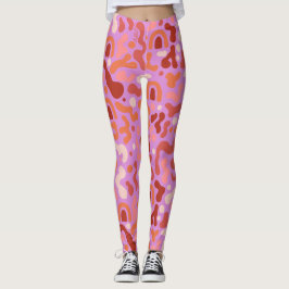 Retro Groovy Pink Abstrakte Muster Leggings