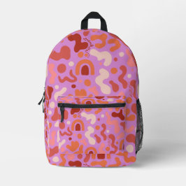 Retro Groovy Pink Abstraktes Muster Backpack Bedruckter Rucksack