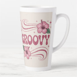 Retro Groovy Pink Hibiscus Latte Mug Milchtasse
