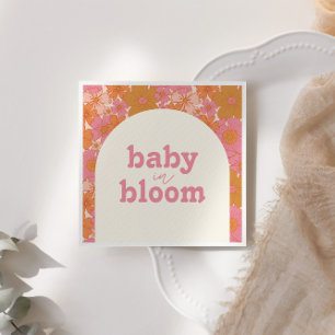 Retro Groovy Pink Hippie Baby in Bloom   Boho Serviette