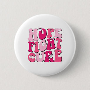 Retro Groovy Pink Hope Fight Cure Brustkrebs Aw Button