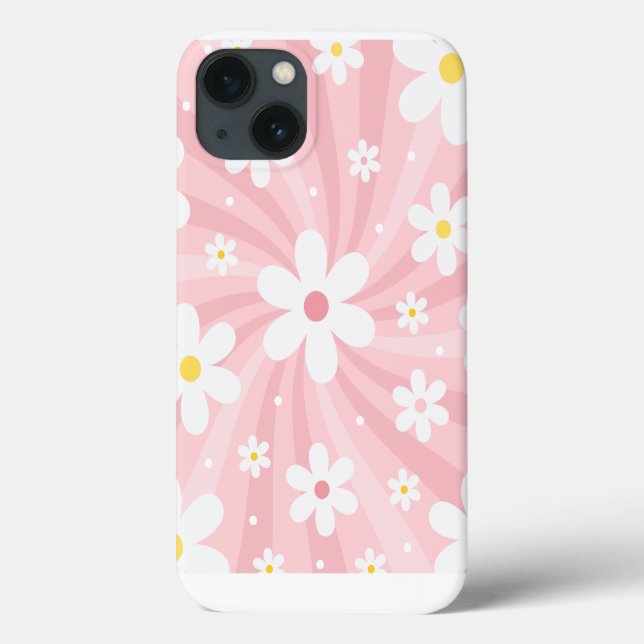 Retro Groovy Pink Sunshine Daisy Floral Hippie Case-Mate iPhone Hülle (Rückseite)