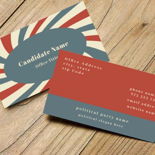 Retro Groovy Political Campaign Business Card Visitenkarte (Von Creator hochgeladen)