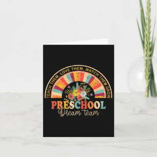 Retro Groovy Preschool Dream Team Ck to School Tee Karte