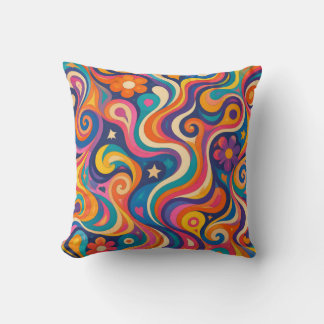 Retro Groovy psychedelisches Wirbelmuster Kissen